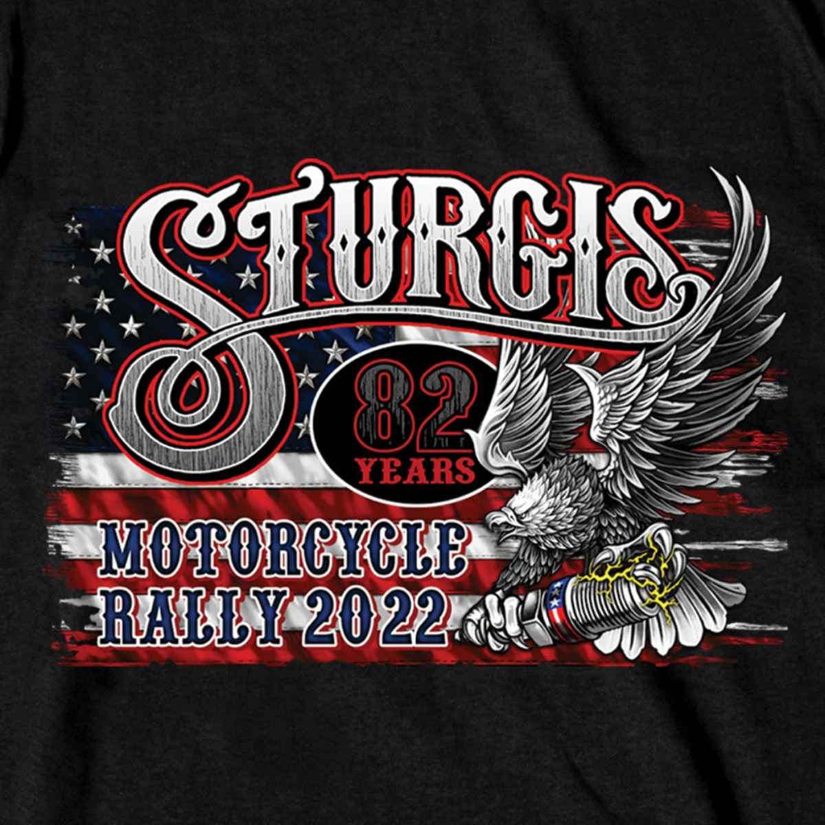 2022 Sturgis Motorcycle Rally SPB1017 Men’s Freedom Ride Black T-Shirt - Image 2