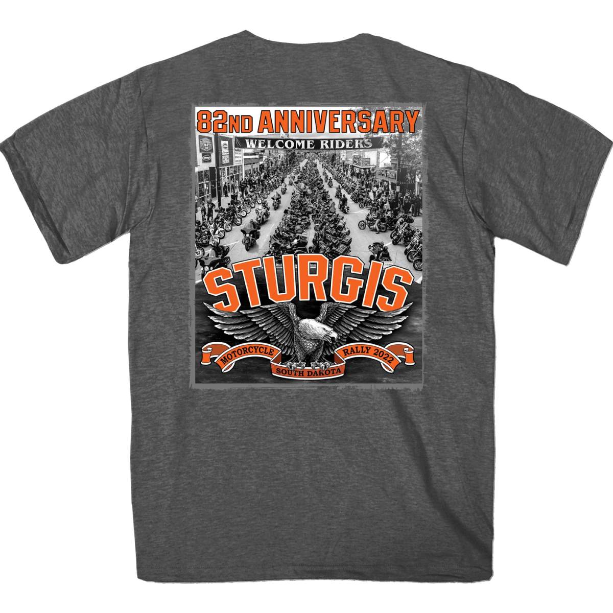 2022 Sturgis Motorcycle Rally SPB1023 Men’s Main Street Photo Heather Charcoal T-Shirt - Image 3