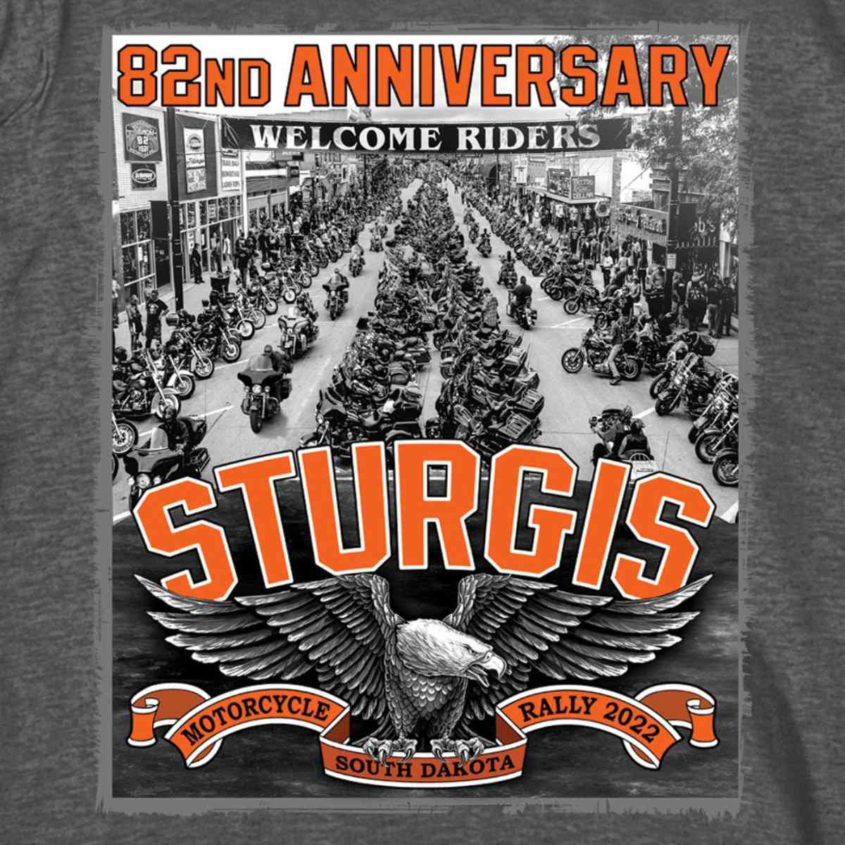 2022 Sturgis Motorcycle Rally SPB1023 Men’s Main Street Photo Heather Charcoal T-Shirt - Image 4