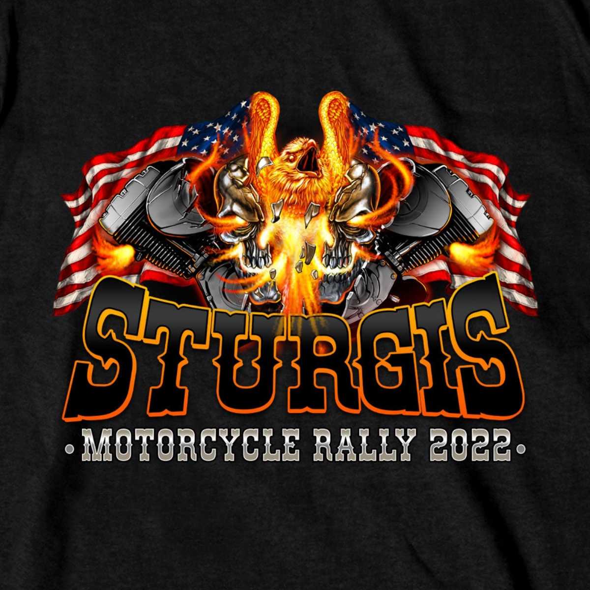 2022 Sturgis Web Exclusive SPB1037 Men's Black Eagle Explosion T-Shirt - Image 2