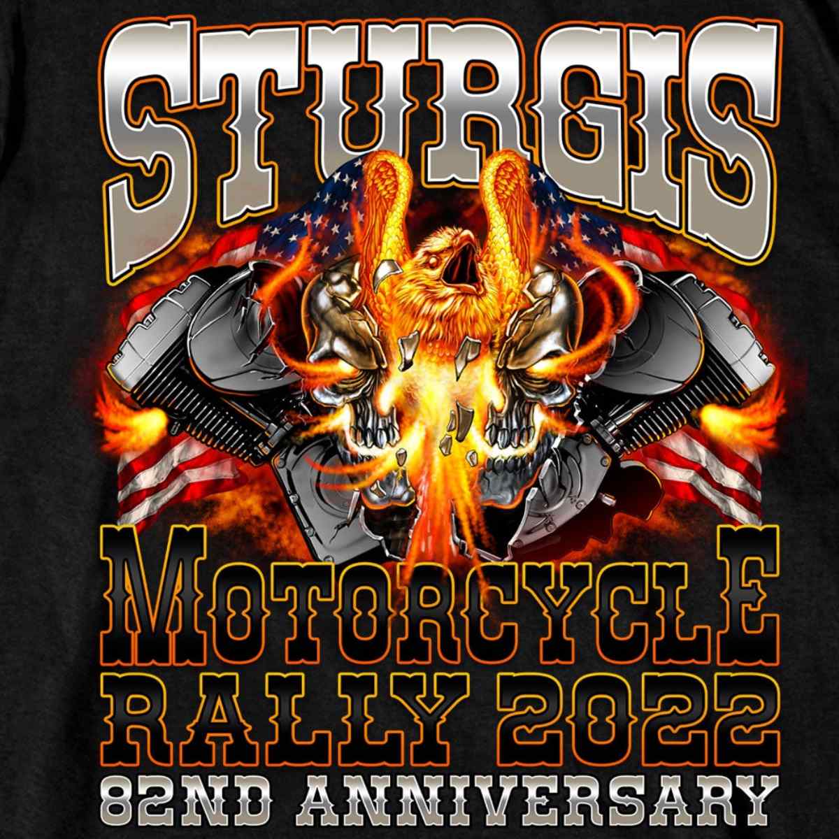 2022 Sturgis Web Exclusive SPB1037 Men's Black Eagle Explosion T-Shirt - Image 4