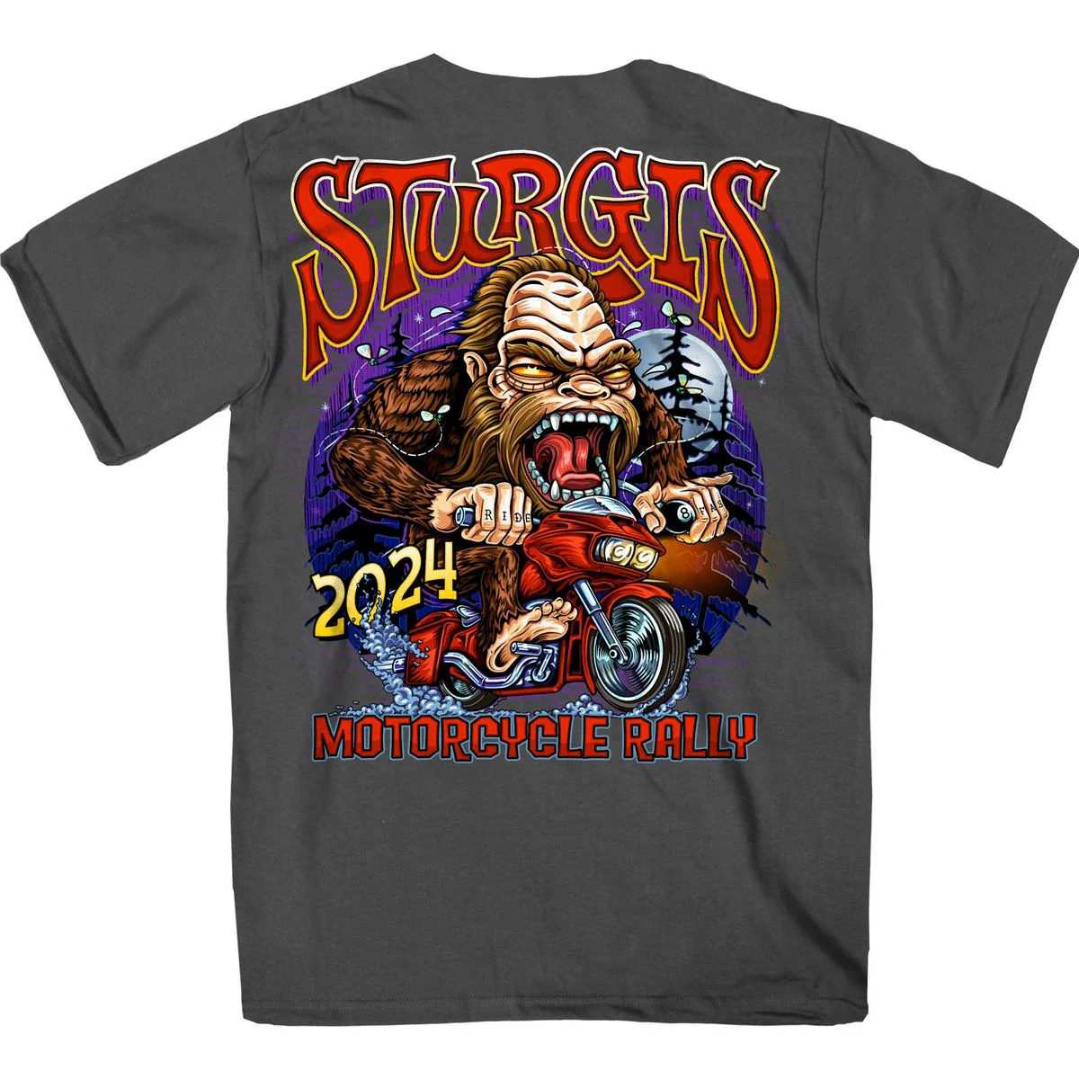 2024 Sturgis Men's Bigfoot Charcoal Motorcycle Rally T-Shirt SPB1112 - Image 2