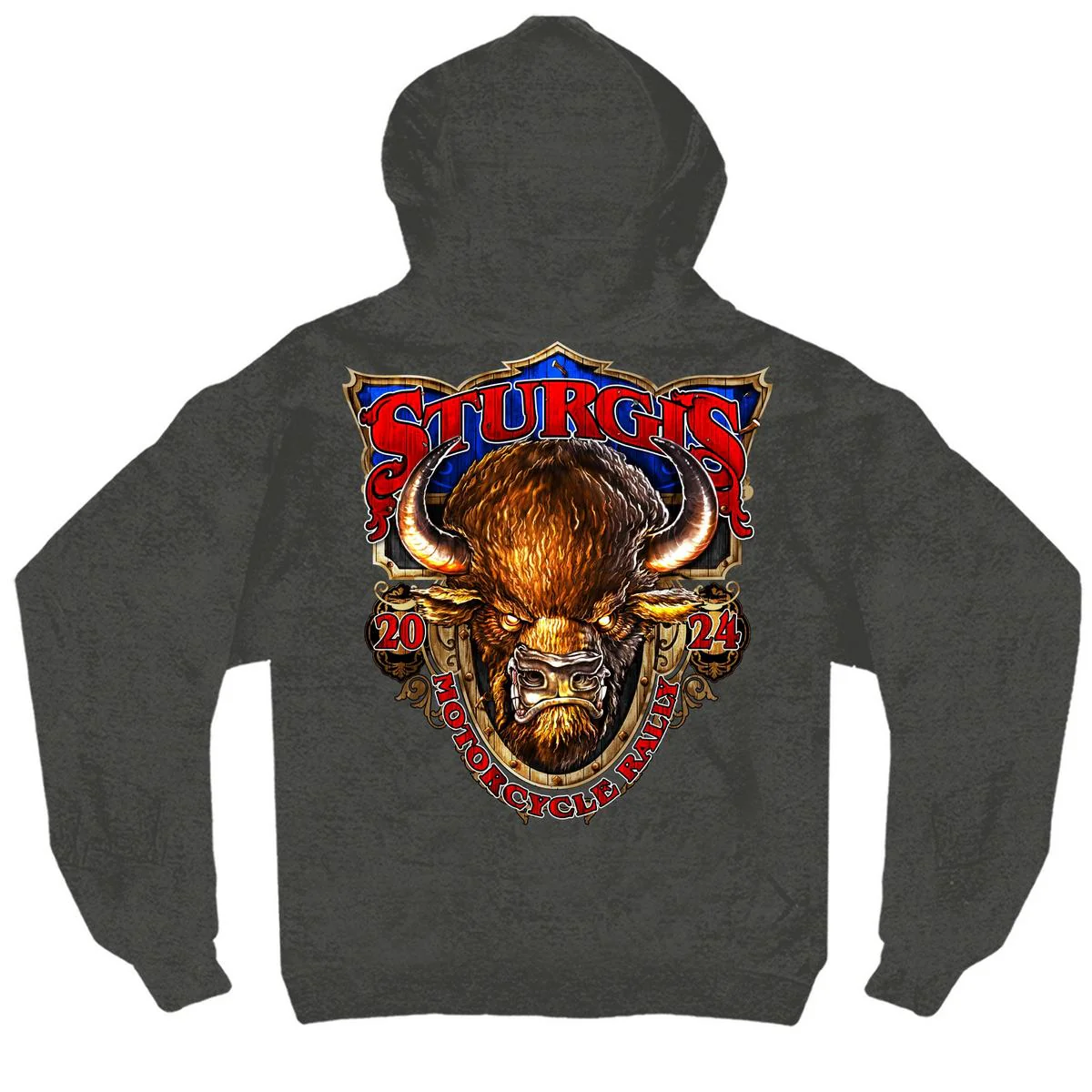 2024 Sturgis Men's Buffalo Charcoal Motorcycle Rally Zip Up Hoodie SPB4104 - Image 2