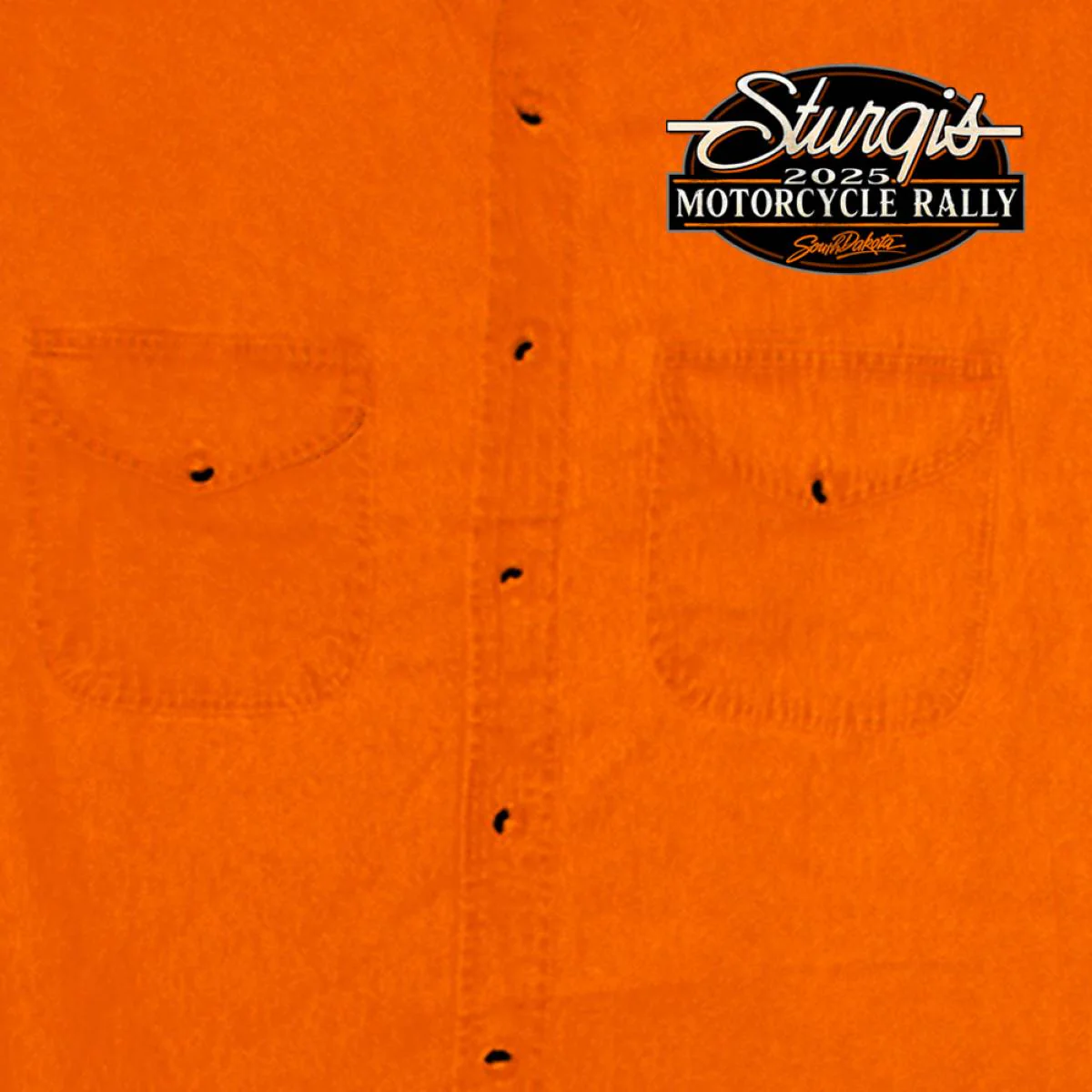 2025 Sturgis Men's Acid Orange Denim Motorcycle Rally Attractions Sleeveless Shirt - Image 3