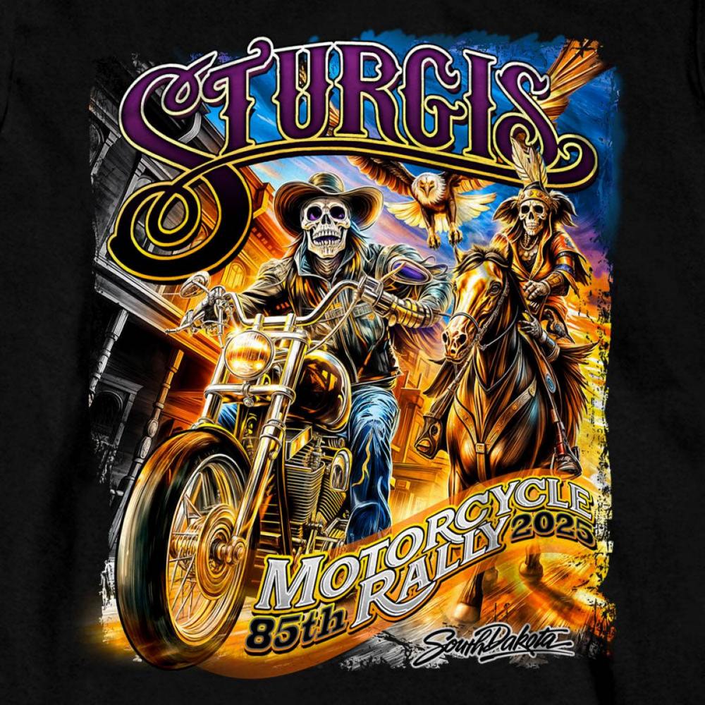 2025 Sturgis Motorcycle Rally #1 Ghost Rider Black Men's Long Sleeve Shirt - Image 4