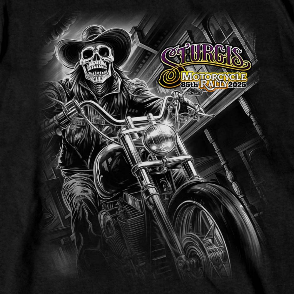 2025 Sturgis Motorcycle Rally #1 Ghost Rider Black Men's T-Shirt - Image 4