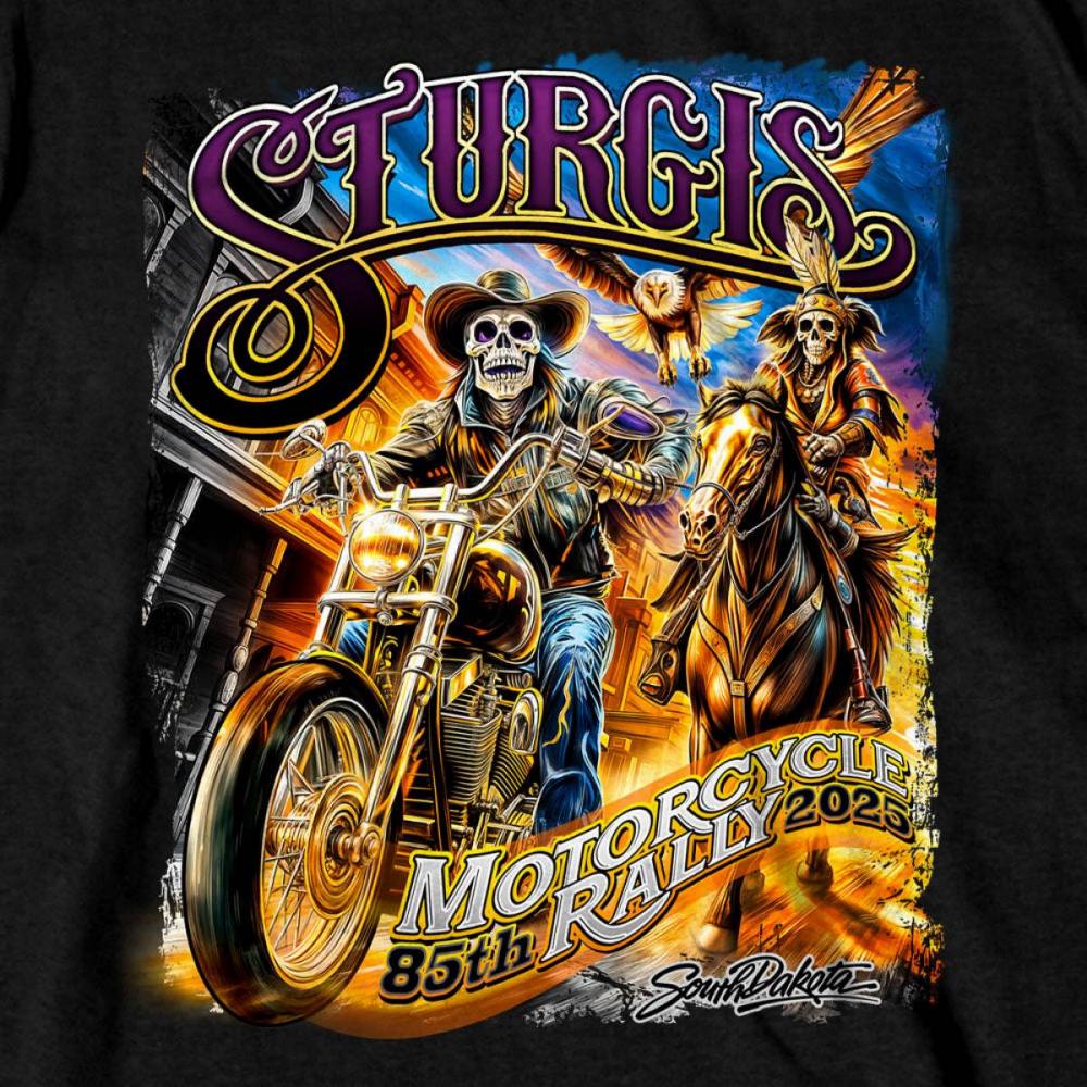 2025 Sturgis Motorcycle Rally #1 Ghost Rider Black Men's T-Shirt - Image 5