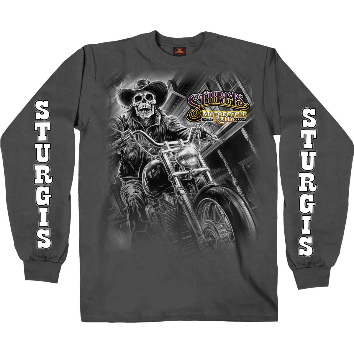 2025 Sturgis Motorcycle Rally #1 Ghost Rider Charcoal Men's Long Sleeve Shirt