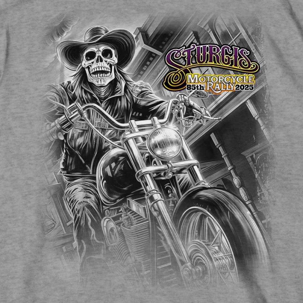 2025 Sturgis Motorcycle Rally #1 Ghost Rider Heather Grey Men's T-Shirt - Image 4