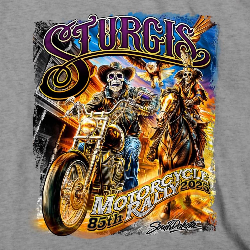 2025 Sturgis Motorcycle Rally #1 Ghost Rider Heather Grey Men's T-Shirt - Image 5