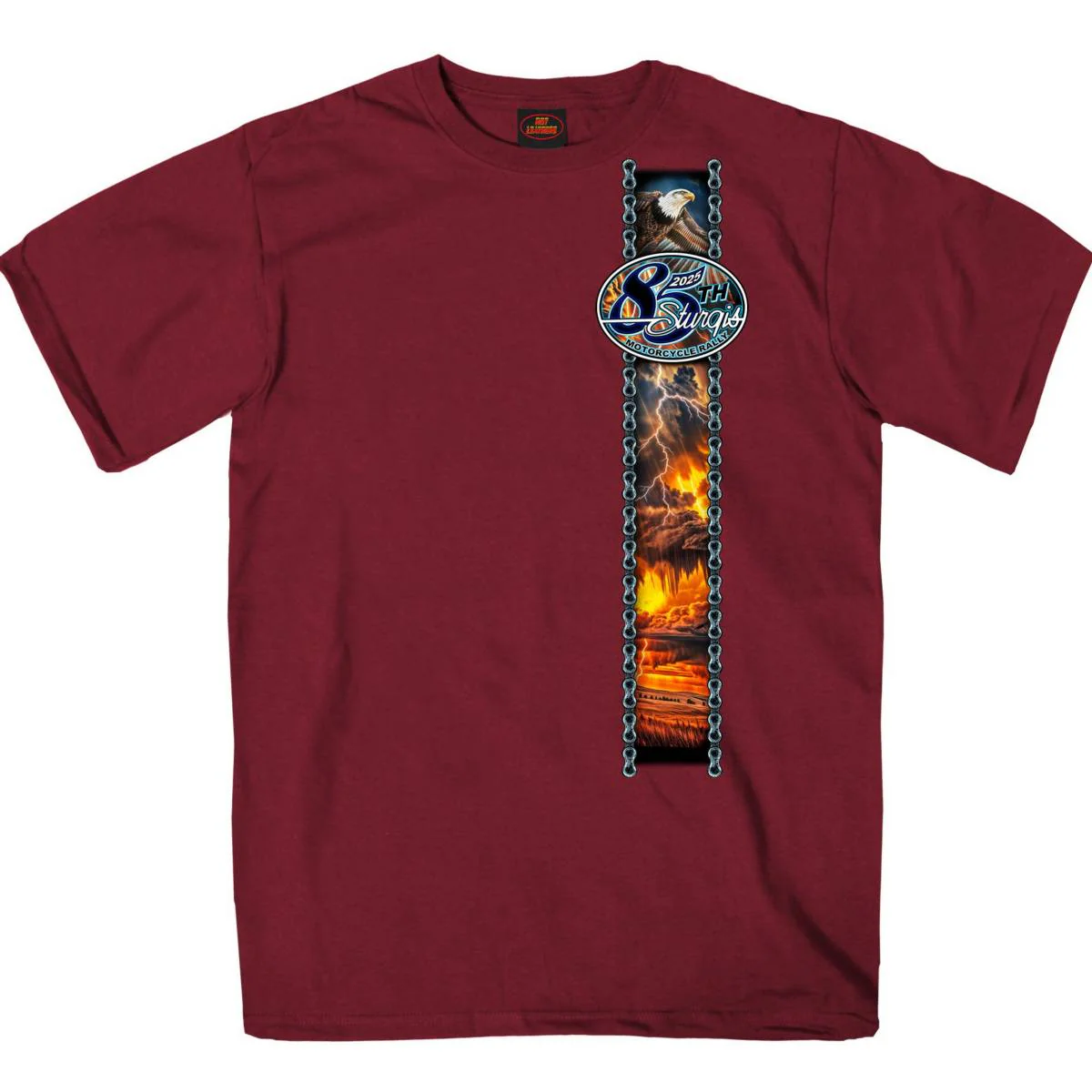 2025 Sturgis Motorcycle Rally American Bison Maroon SS T-Shirt SBP1190