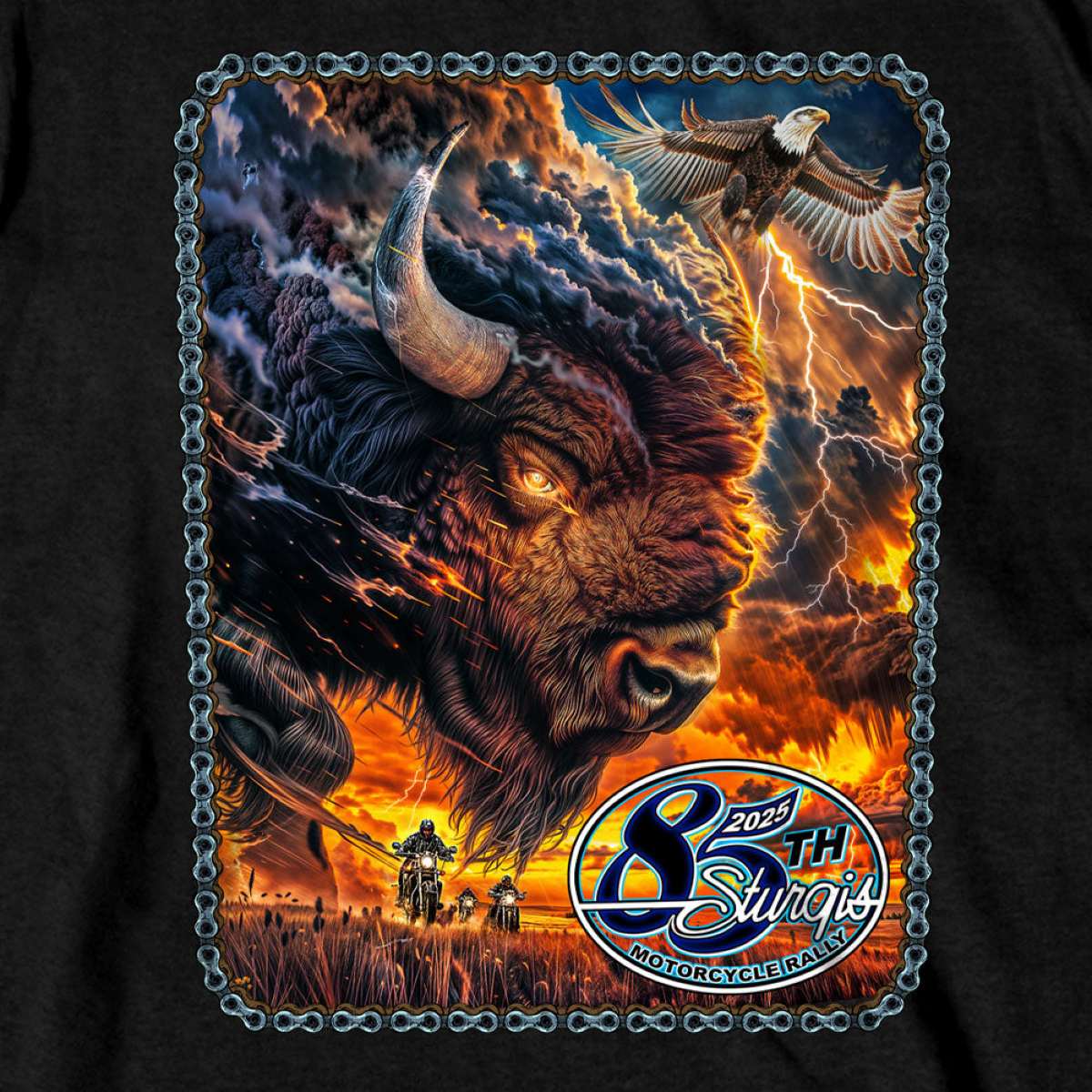 2025 Sturgis Motorcycle Rally American Bison SS Black T-shirt SPB1188 - Image 5