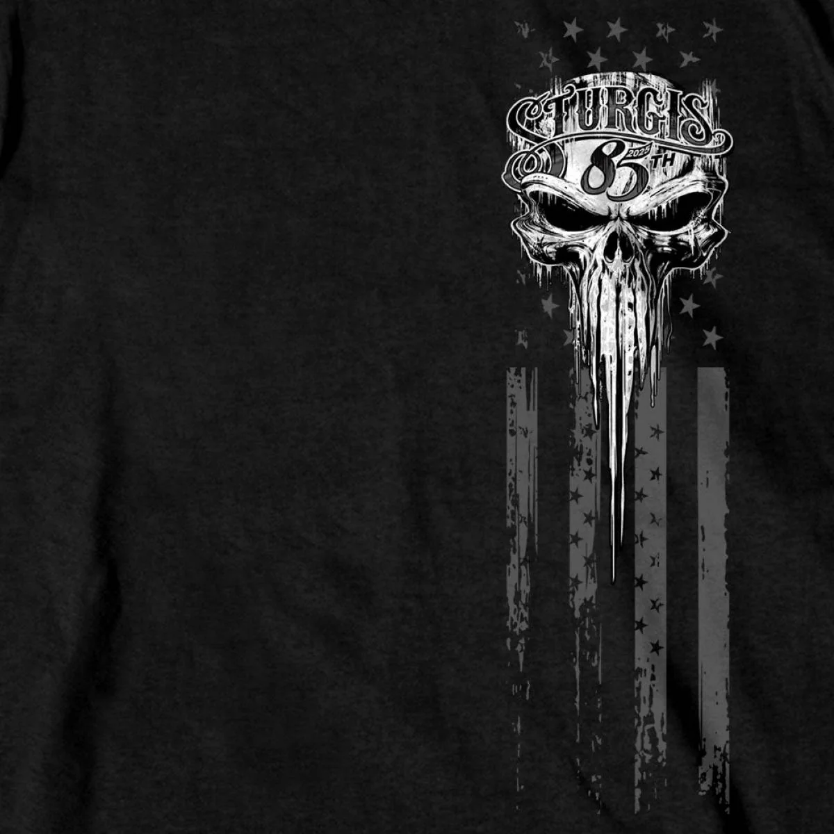 2025 Sturgis Motorcycle Rally Badass Skull Black Men's T-Shirt - Image 4