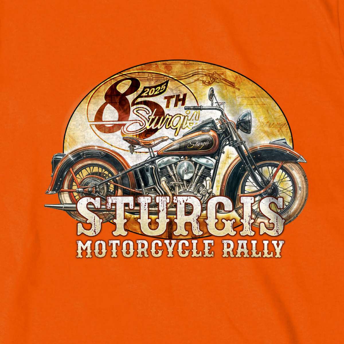 2025 Sturgis Motorcycle Rally Drafting Orange SS T-Shirt SPB1175 - Image 4