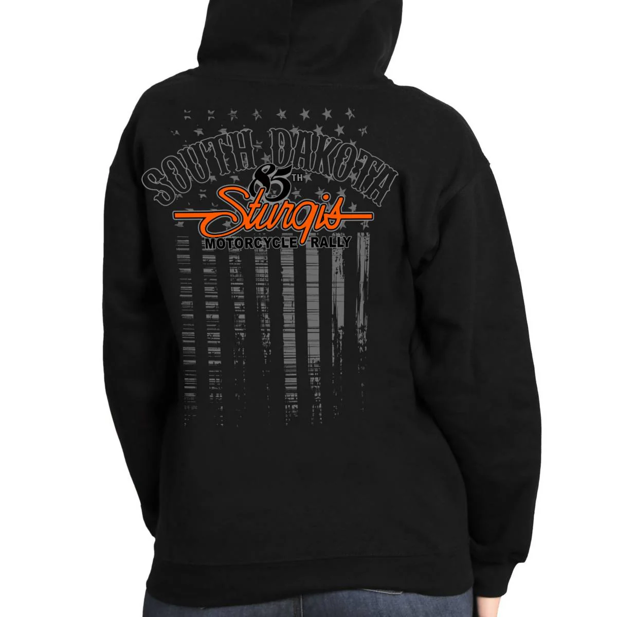 2025 Sturgis Motorcycle Rally Skeleton Hands Black Ladies Hooded Sweat - Image 2