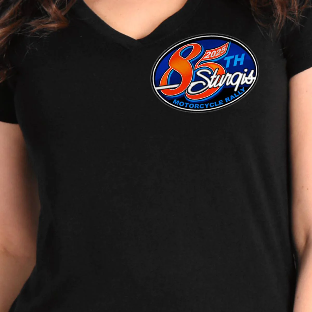 2025 Sturgis Women's Motorcycle Rally Rally Logo Black Ladies T-Shirt - Image 3
