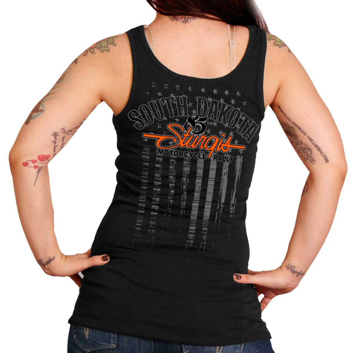 2025 Sturgis Women's Motorcycle Rally Skeleton Hands Ash Ladies Tank Top - Image 2