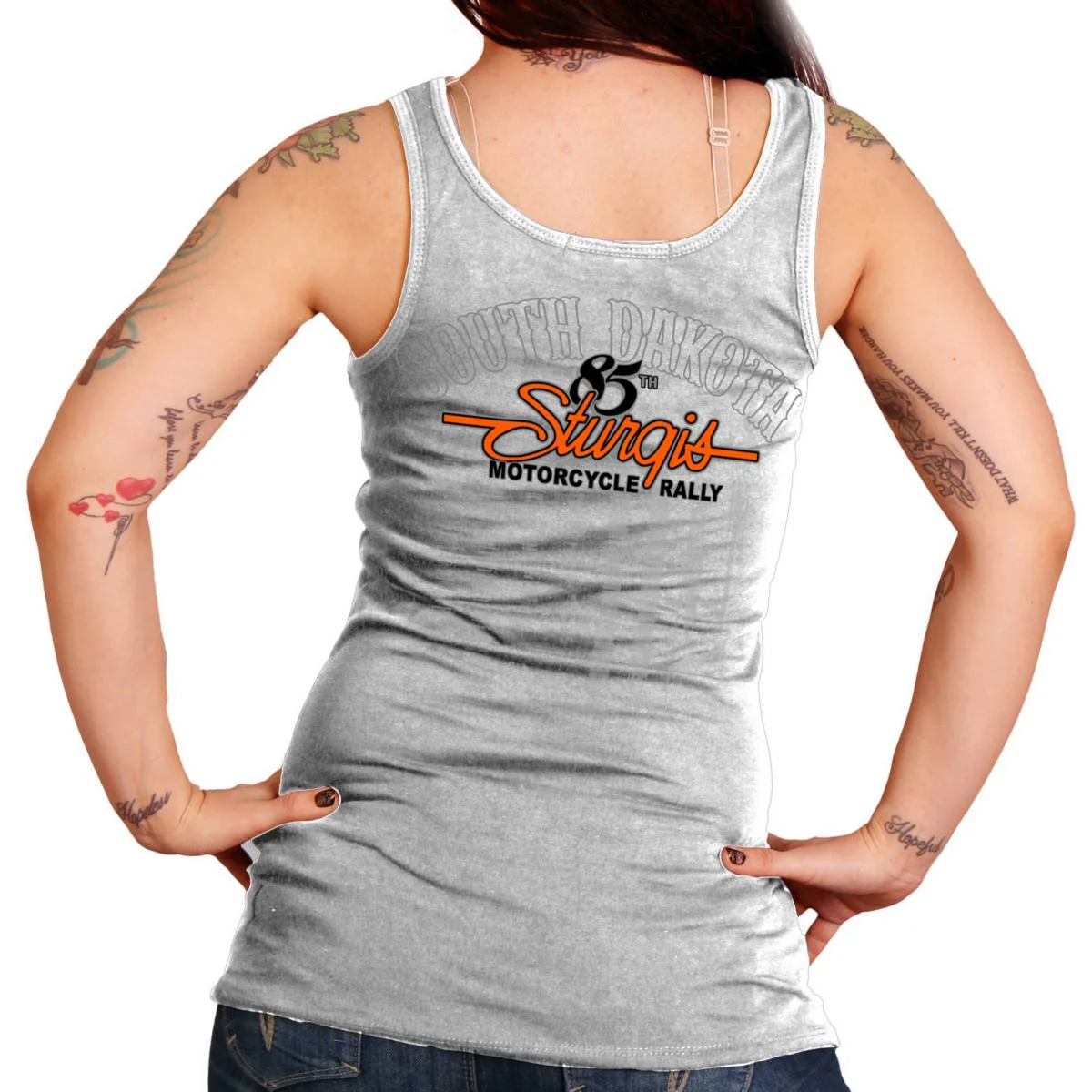 2025 Sturgis Women's Motorcycle Rally Skeleton Hands Black Ladies Tank Top - Image 2