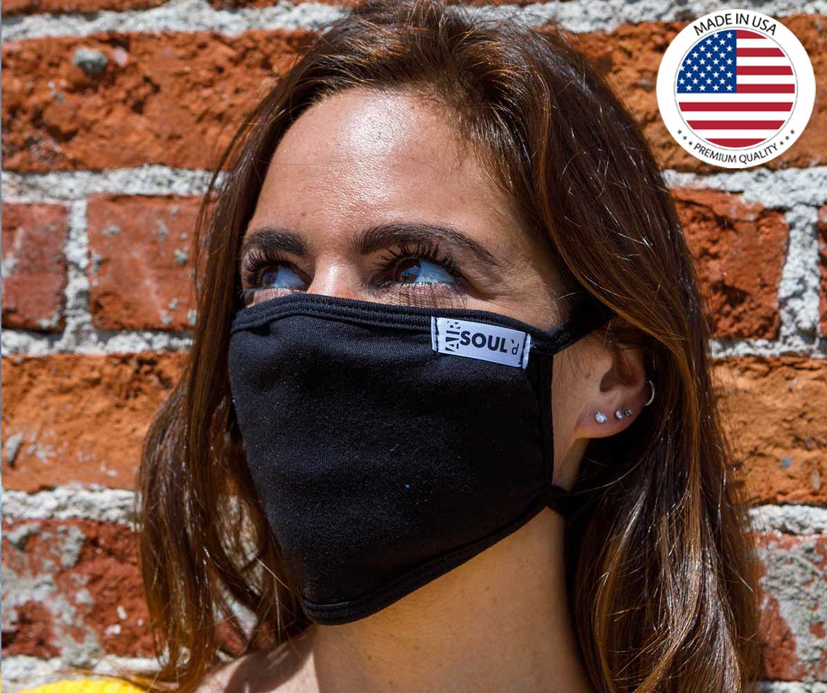 Air Soul MP7923FM USA Made Black Protective Face Mask with Optional Filter Pocket - Image 3