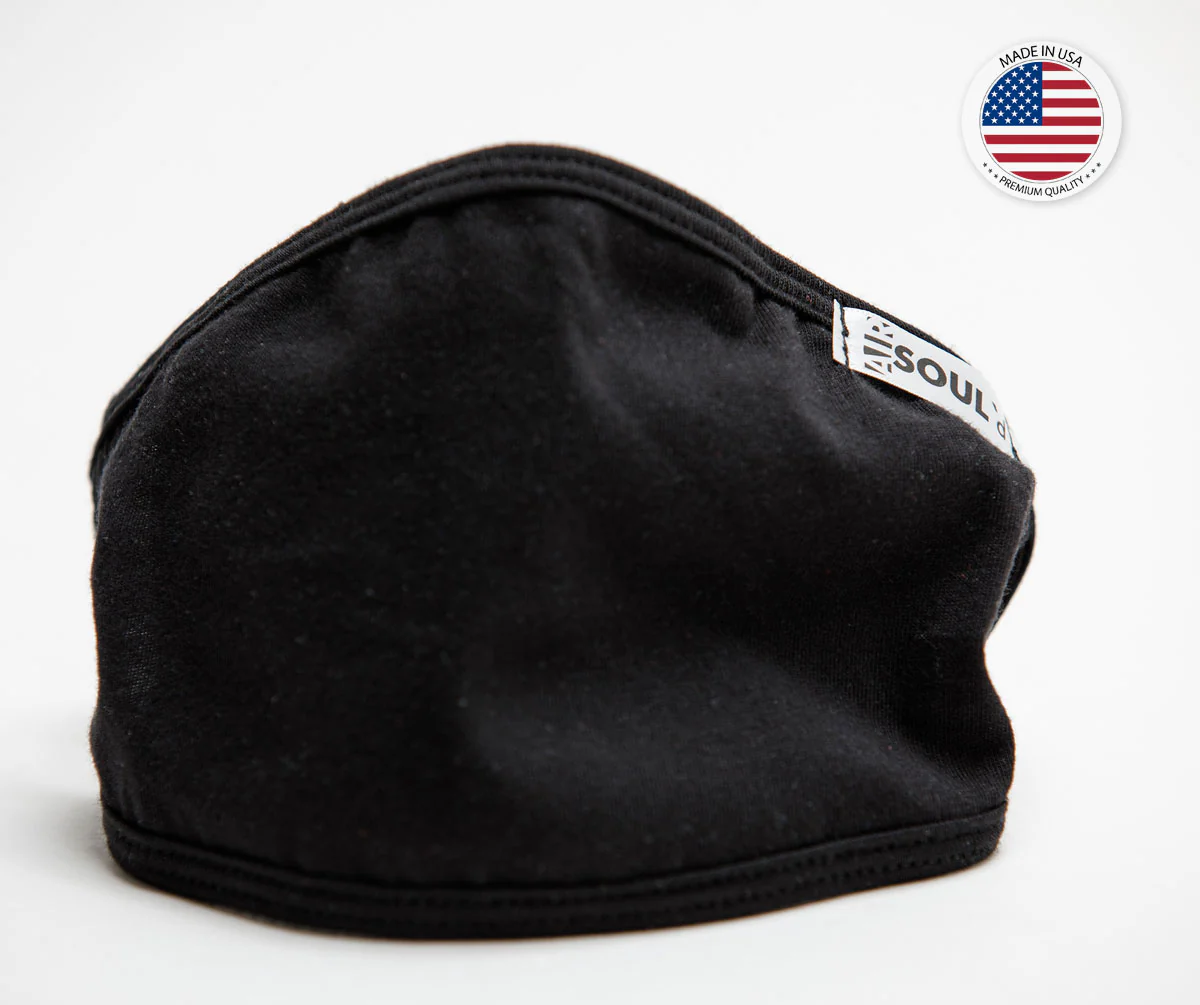 Air Soul MP7923FM USA Made Black Protective Face Mask with Optional Filter Pocket - Image 4