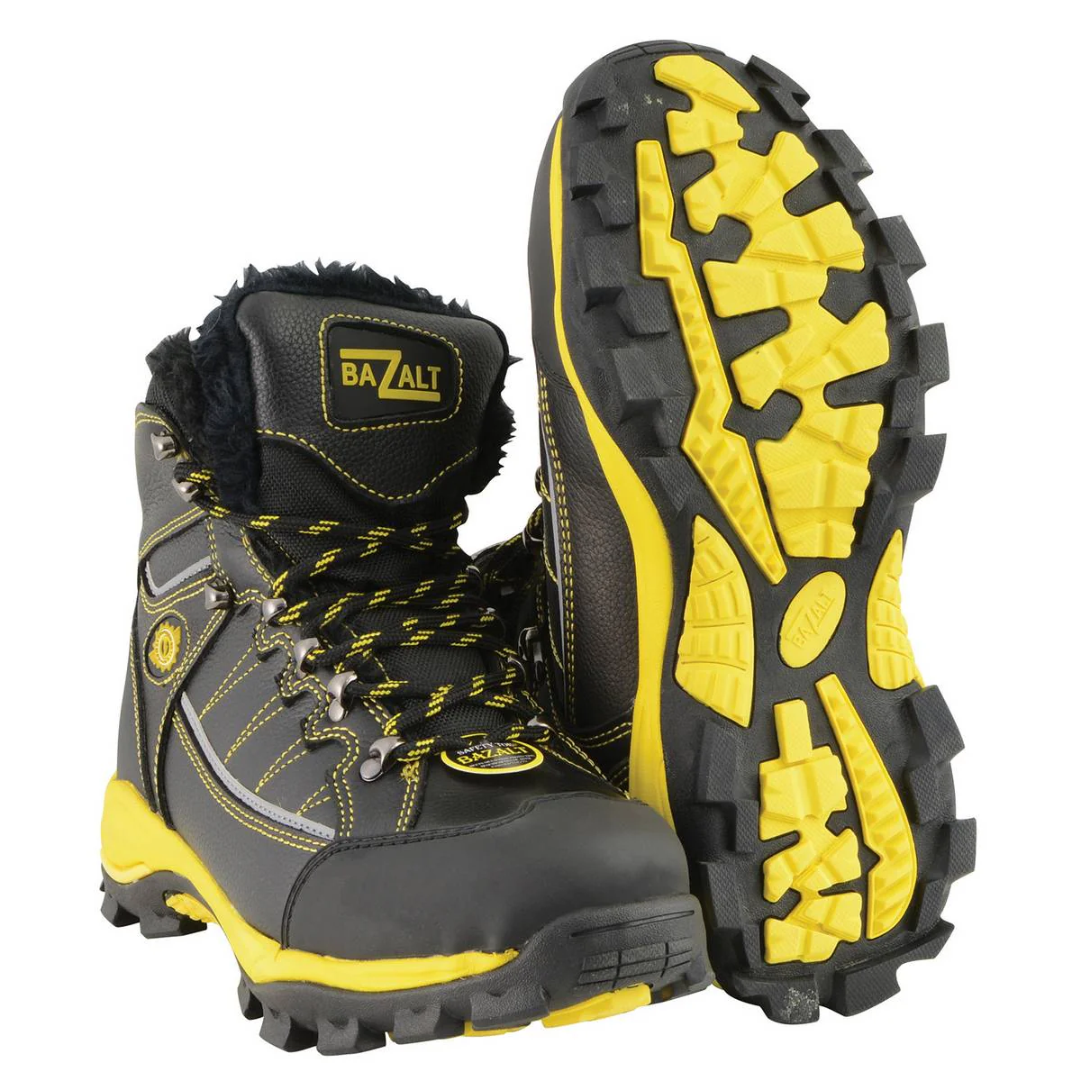 Bazalt MBM9125ST Men’s Black & Yellow Faux Fur Lined Waterproof Leather Work Boots with Composite Toe - Image 11