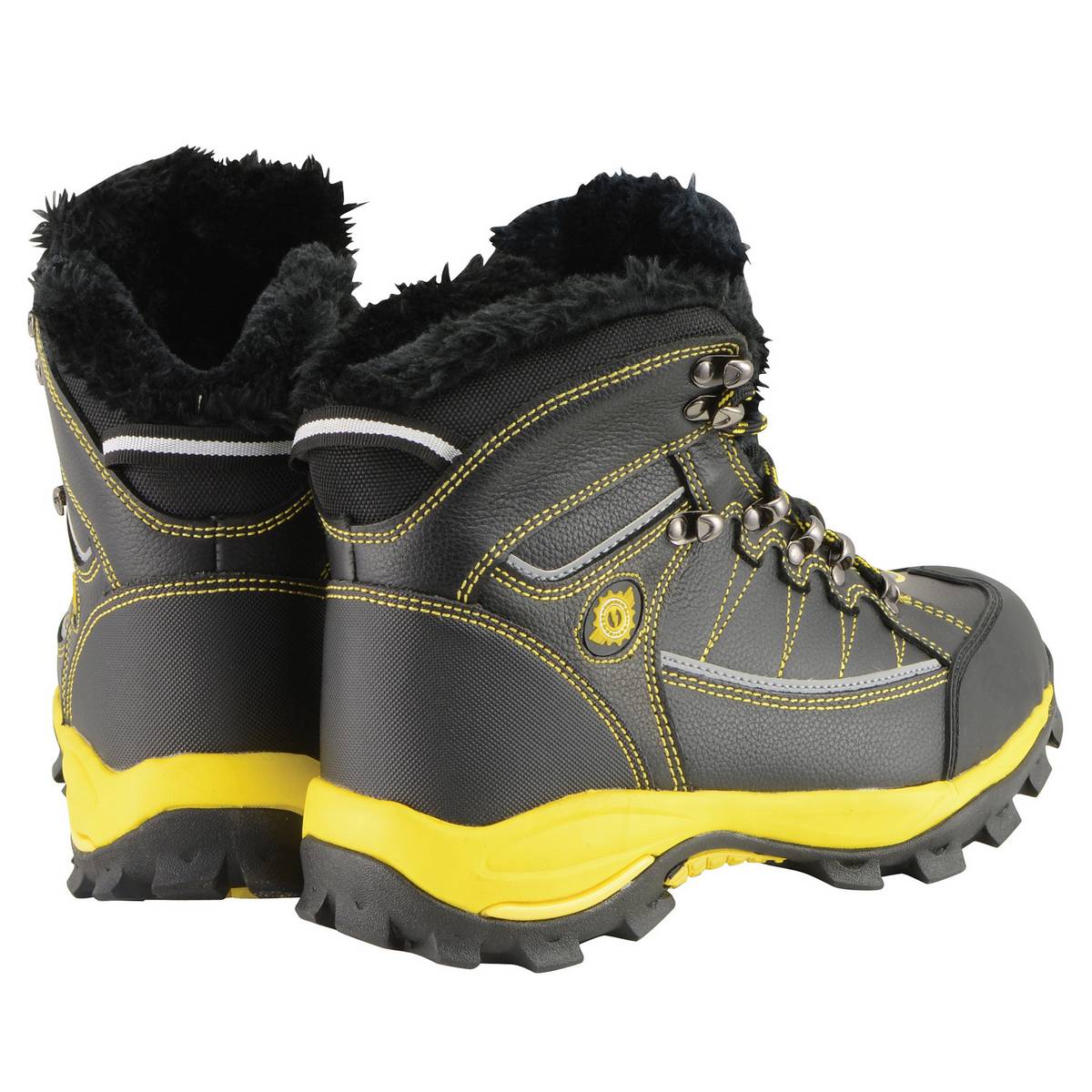Bazalt MBM9125ST Men’s Black & Yellow Faux Fur Lined Waterproof Leather Work Boots with Composite Toe - Image 8