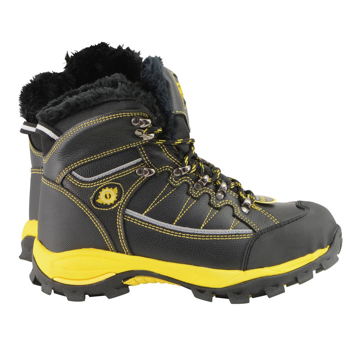 Bazalt MBM9125ST Men’s Black & Yellow Faux Fur Lined Waterproof Leather Work Boots with Composite Toe - Image 9