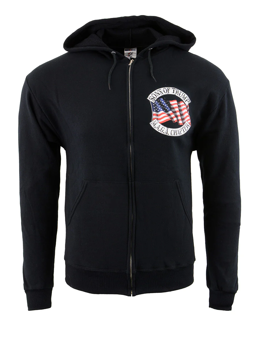 Biker Clothing Co. BCC118007 Men's Black 'Sons of Trump' Motorcycle Hoodie - Image 2