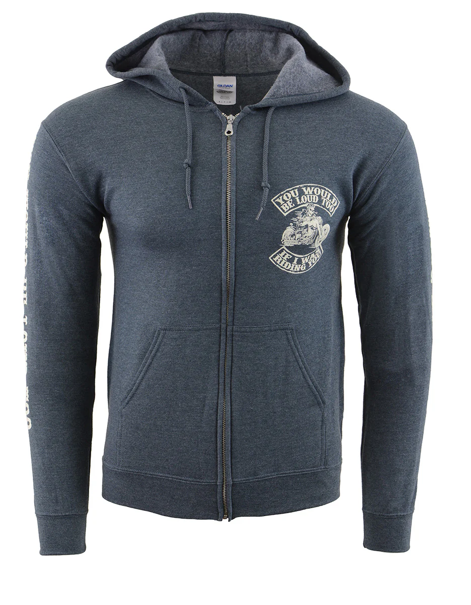Biker Clothing Co. BCC118009 Men's Grey 'You Would Be Loud Too' Motorcycle Skull Hoodie - Image 3