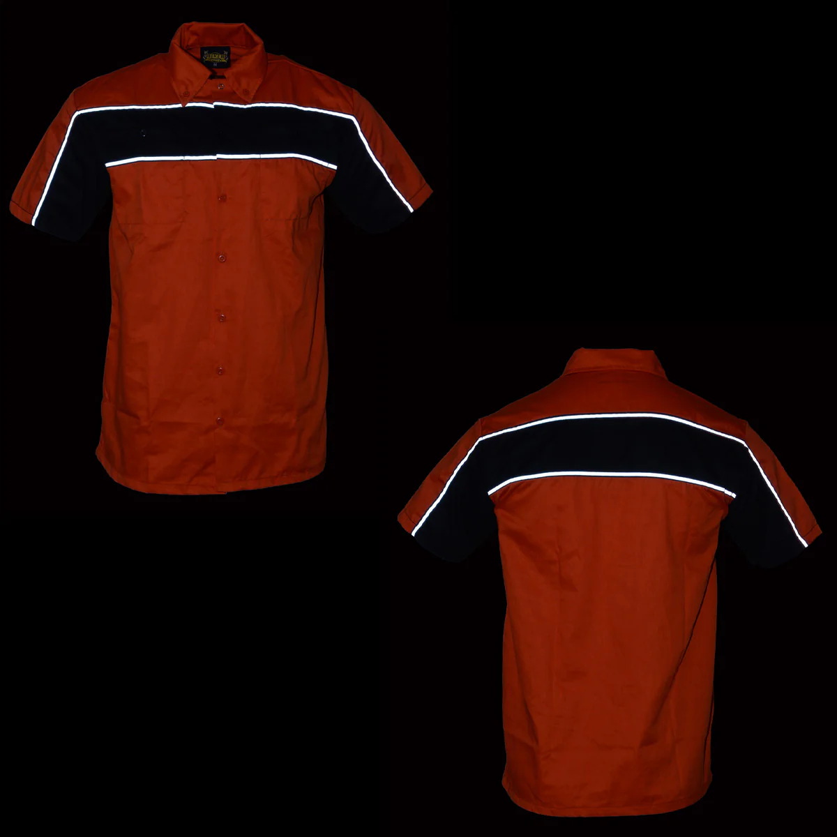 Milwaukee Leather MDM11670 Men’s Orange-Black Mechanic Work Shirt w/ Reflective Strip - Heavy-Duty Button-Up - Image 4