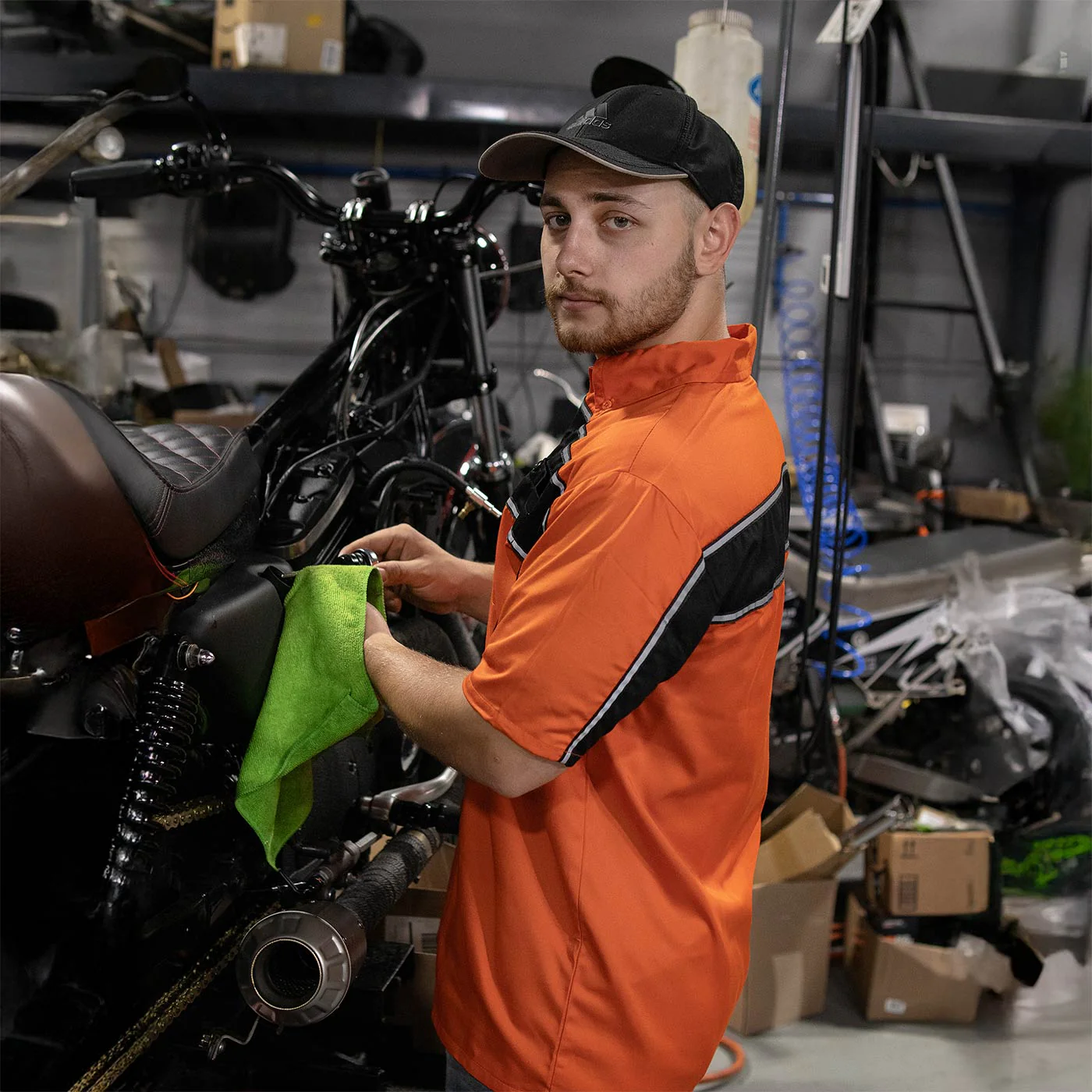 Milwaukee Leather MDM11670 Men’s Orange-Black Mechanic Work Shirt w/ Reflective Strip - Heavy-Duty Button-Up - Image 6