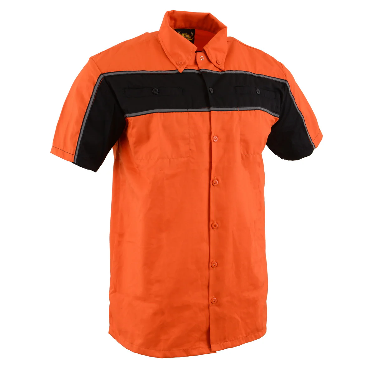 Milwaukee Leather MDM11670 Men’s Orange-Black Mechanic Work Shirt w/ Reflective Strip - Heavy-Duty Button-Up - Image 9
