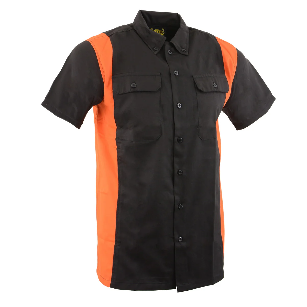 Biker Clothing Co. MDM11675 Men’s Black-Neon-Orange Button-Up Heavy-Duty Work Shirt - Classic Mechanic Shirt w/ Pockets - Image 6