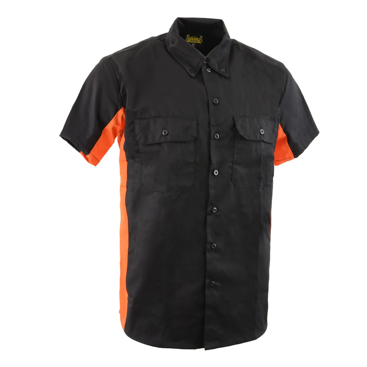Biker Clothing Co. MDM11676 Men’s Black-Orange Button-Up Heavy-Duty Work Shirt - Classic Mechanic Shirt w/ Pockets - Image 8