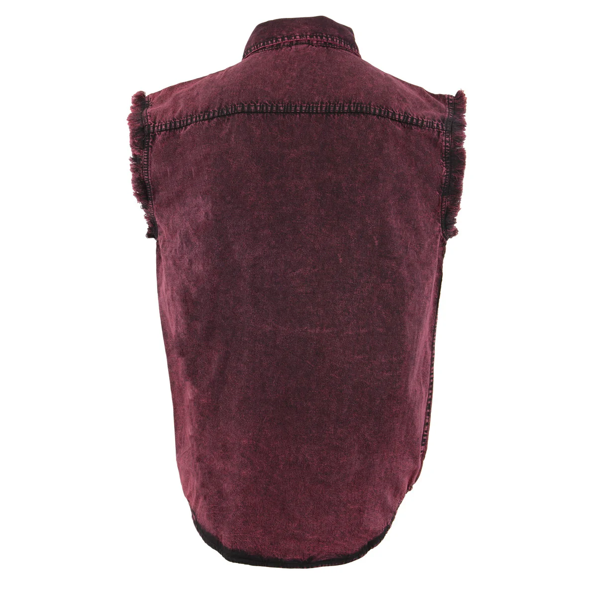Milwaukee Leather MDM11677 Men’s Magenta Classic Button-Down Cut Off Frayed Sleeveless Casual Shirt - Image 8