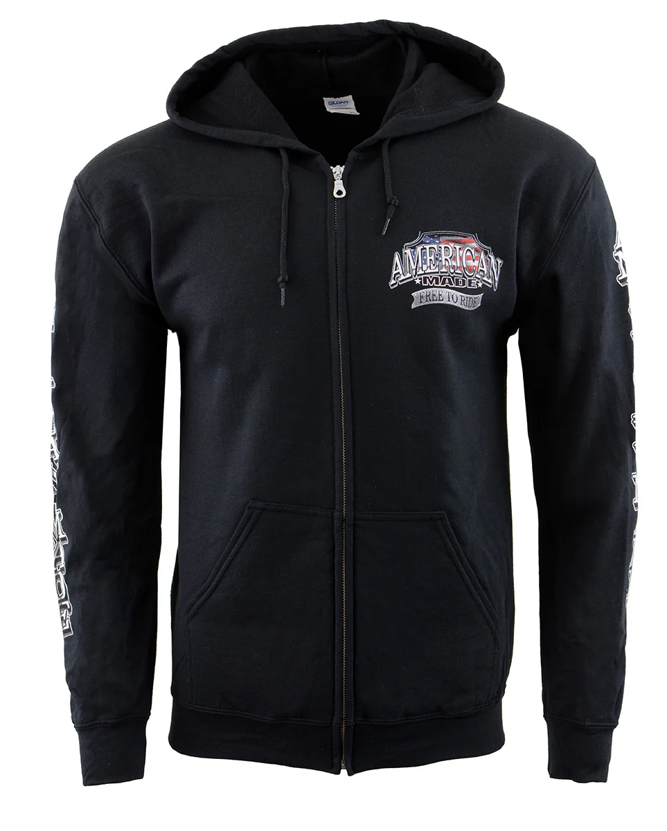 Biker Clothing Co. BCC118001 Men's Black 'American Made-Free To Ride' Motorcycle Hoodie - Image 3