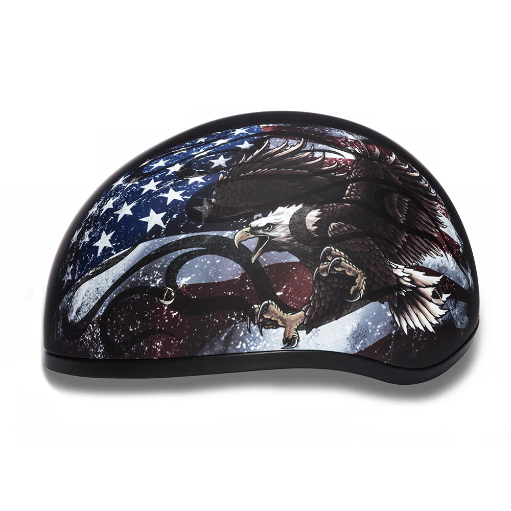 Close Out Clearance Daytona Helmets D6-USA ‘Skull Cap’ with USA Flag and Eagle Half Face Helmet - Image 3