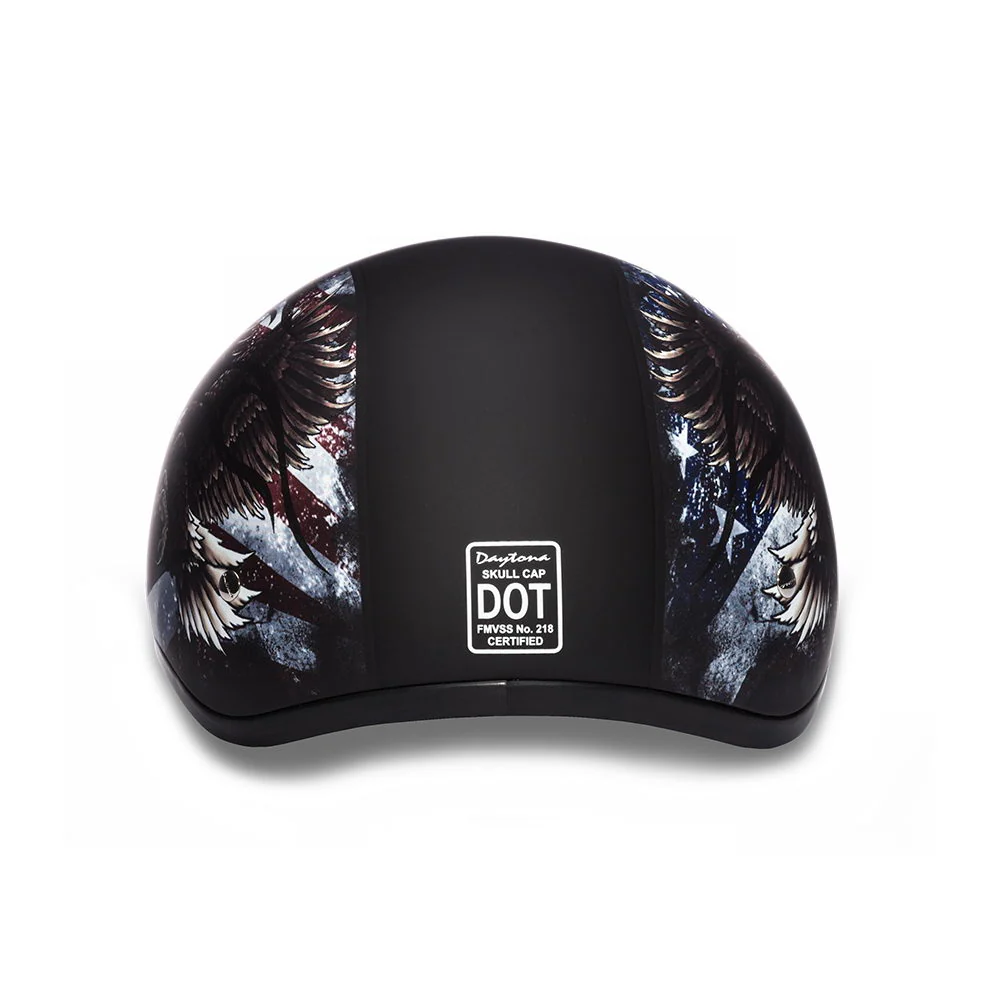 Close Out Clearance Daytona Helmets D6-USA ‘Skull Cap’ with USA Flag and Eagle Half Face Helmet - Image 4