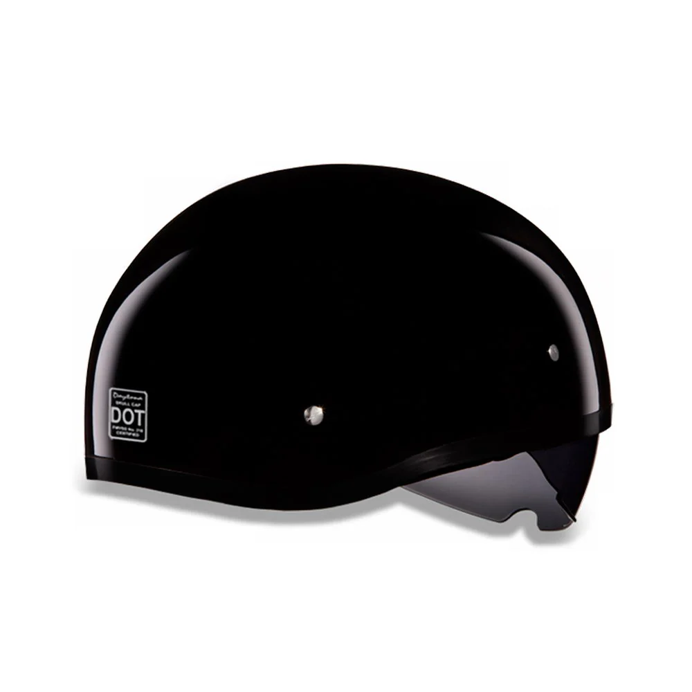 Close Out Daytona Helmets DS8-A ‘Skull Cap' Gloss Black Half Face Helmet with Inner Shield - Image 5