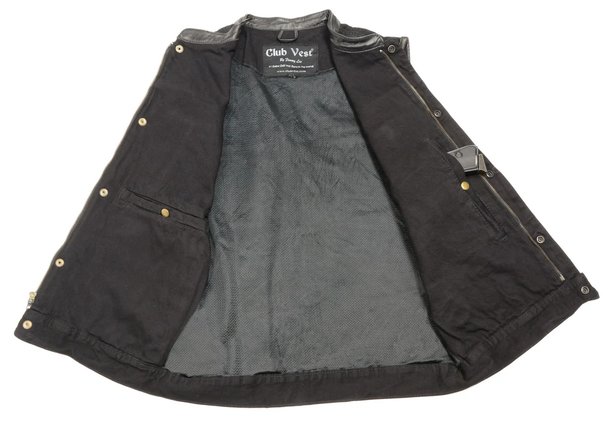 Club Vest CVM3002 Men's Classic Blue Side Lace Denim Vest with Dual Front Closure - Image 5