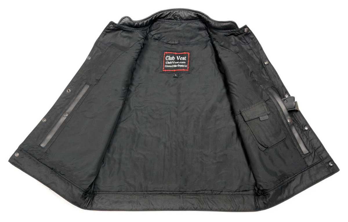 Club Vest CVM3712 Men’s Black Side Lace Leather Vest with Seamless Back Design - Image 4