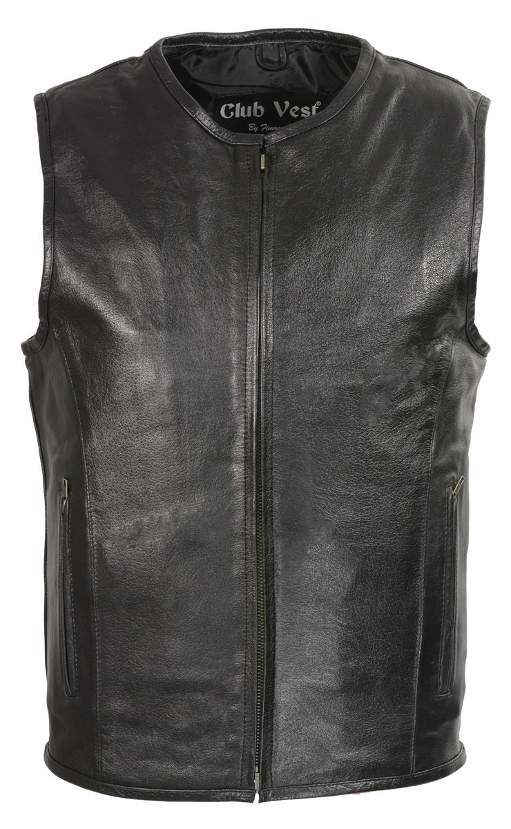 Club Vest CVM3740 Men’s Black Seamless Front and Back Design Leather Vest - Image 7
