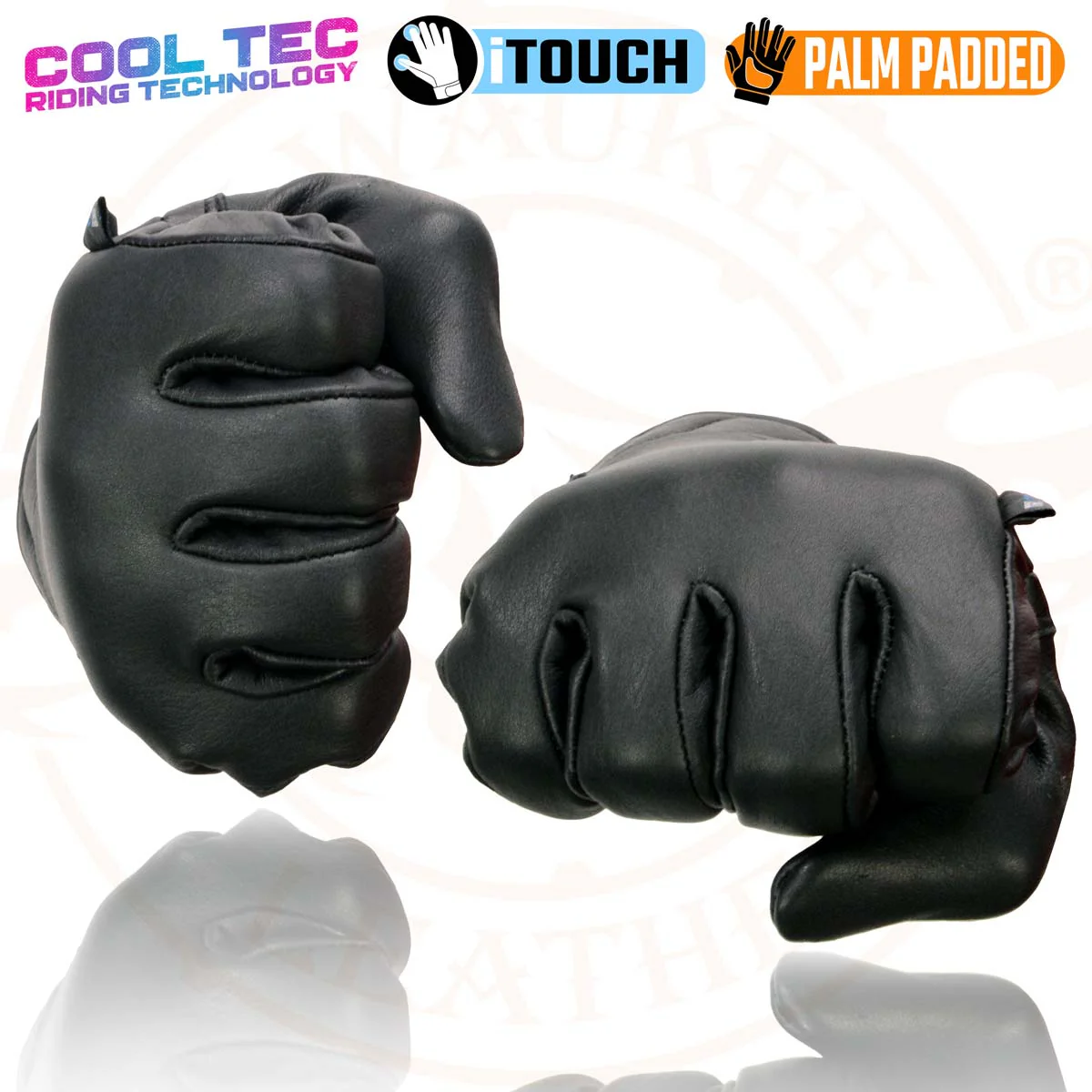Milwaukee Leather MG7502 Men's Black Leather Gel Palm Motorcycle Gloves w/ i-Touch and Cool-Tec Technology - Image 9