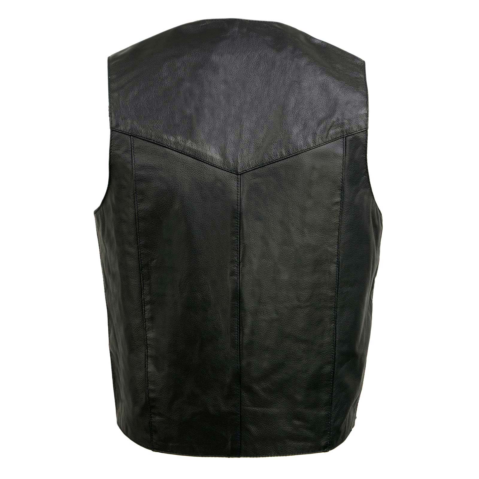 Event Leather EL1310GO Men's Black Leather Classic Snap Button Biker Vest - Image 5