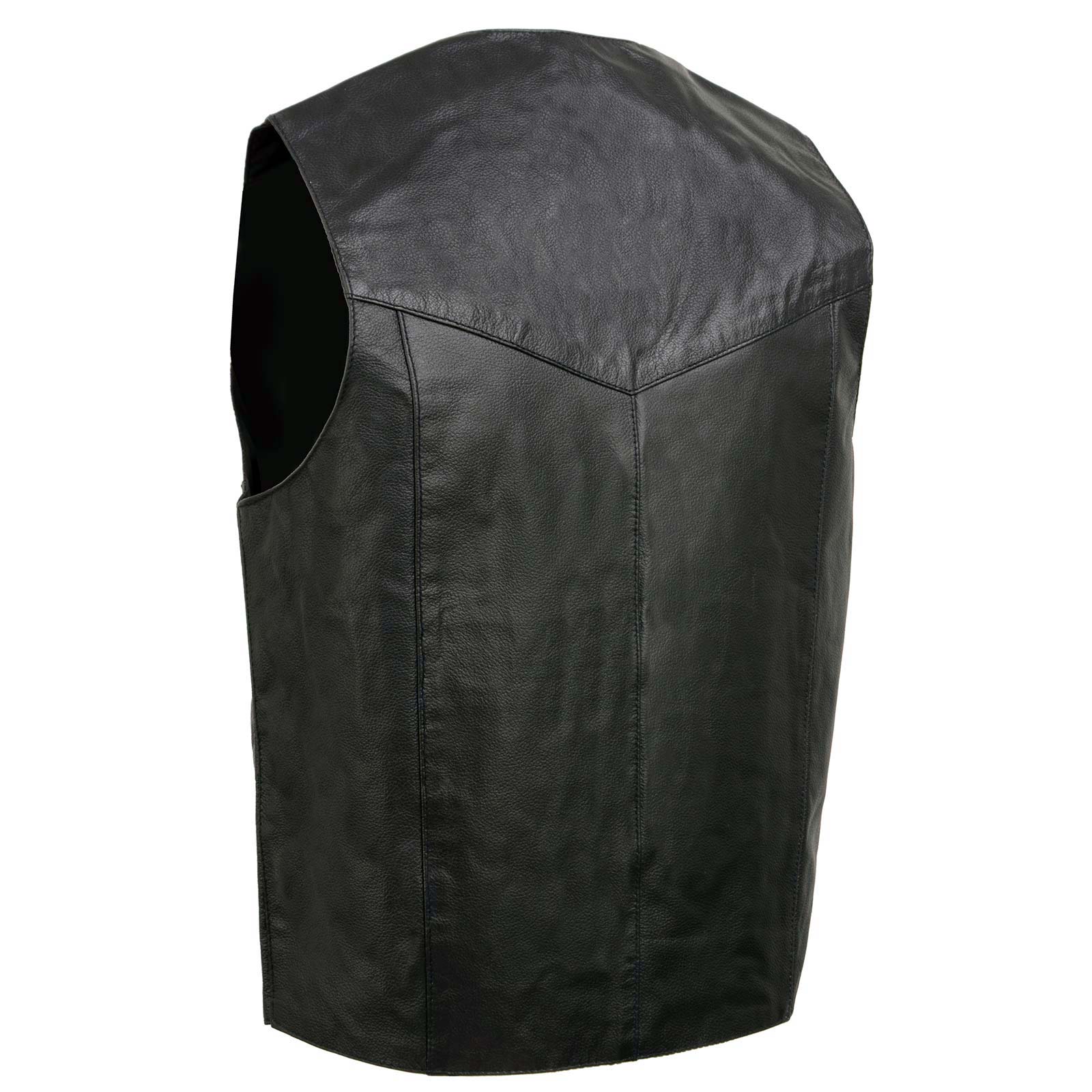 Event Leather EL1310GO Men's Black Leather Classic Snap Button Biker Vest - Image 8