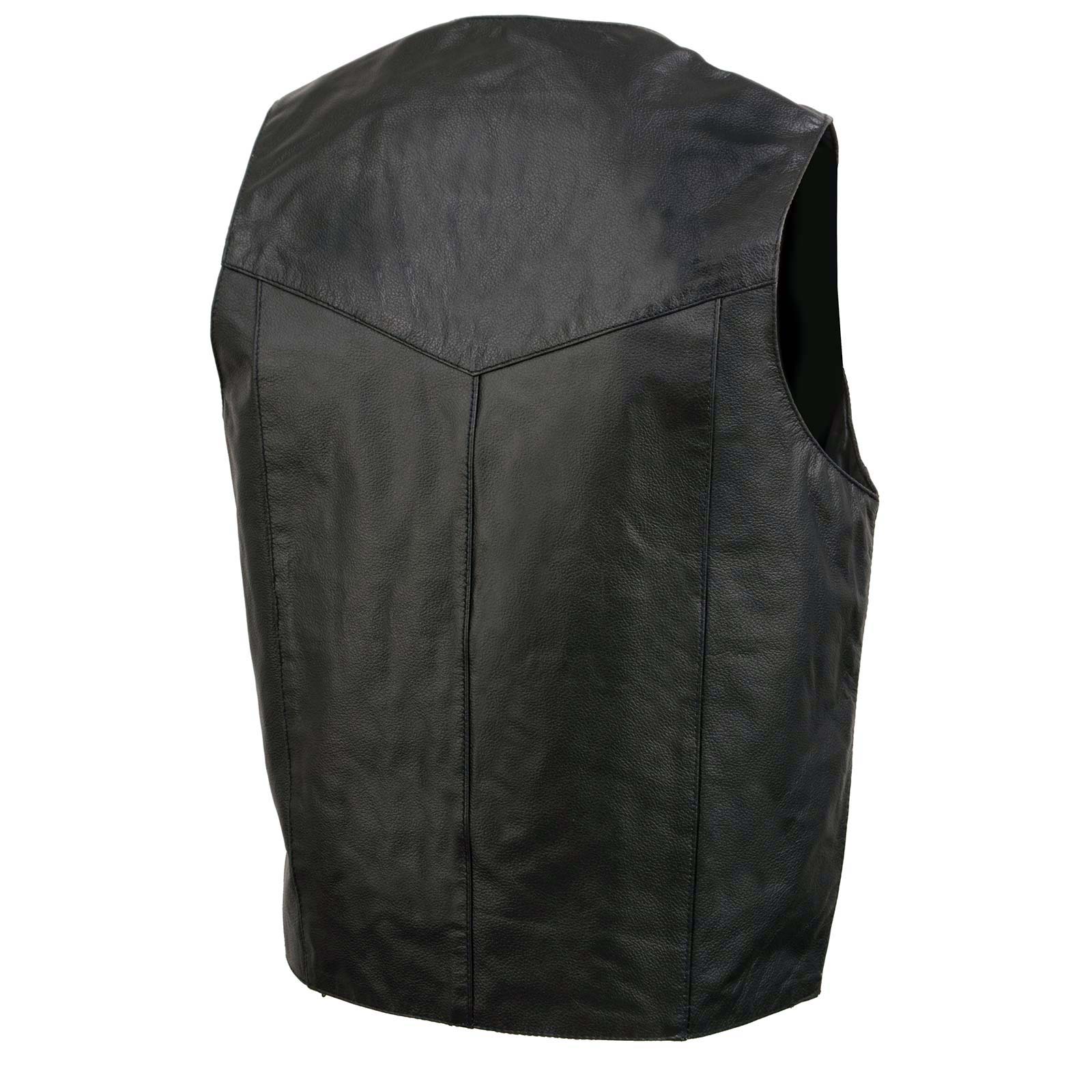 Event Leather EL1310GO Men's Black Leather Classic Snap Button Biker Vest - Image 9