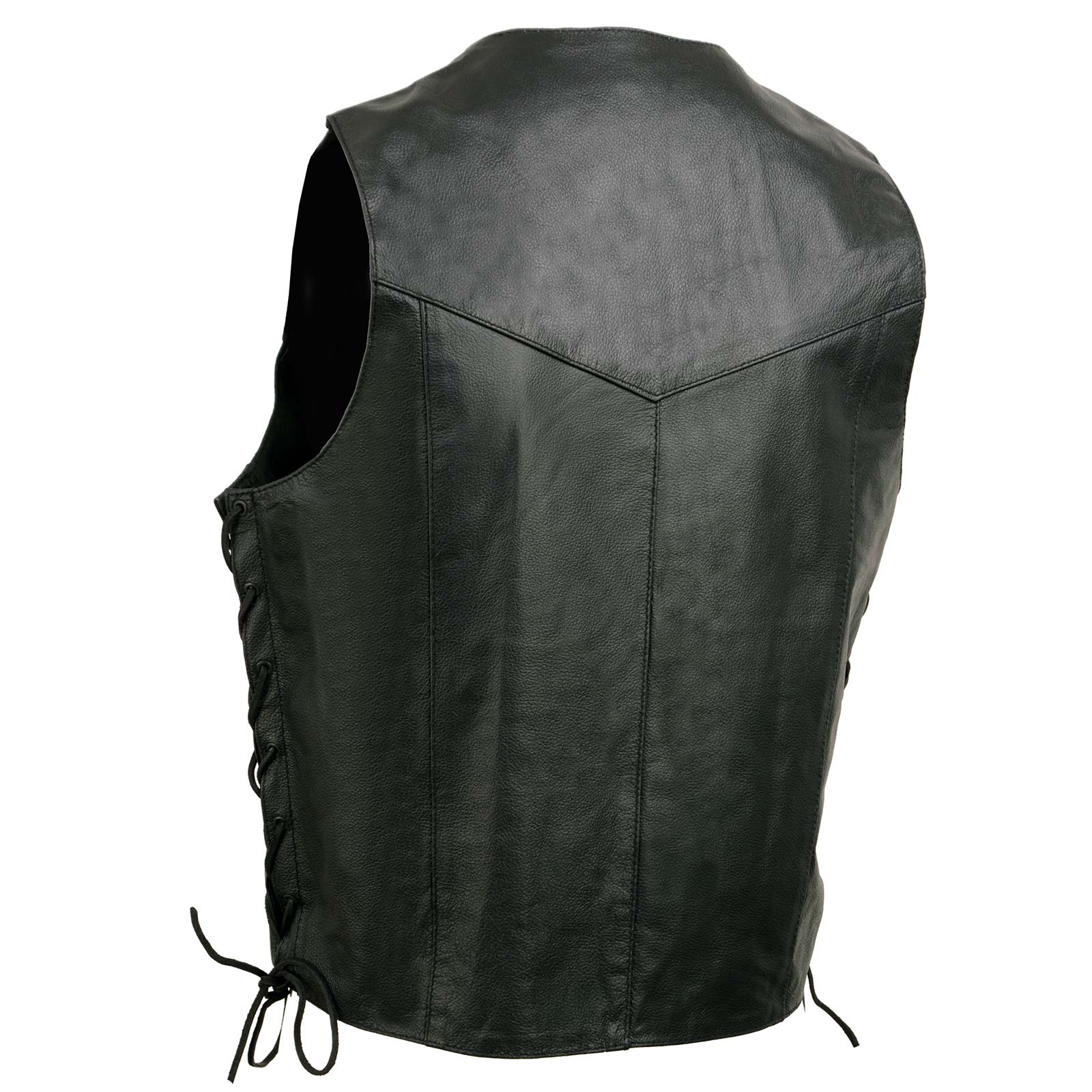 Event Leather EL1315 Men's Club Style Black Leather Motorcycle Riders Vest w/ Side Lace - Riding Club - Image 11
