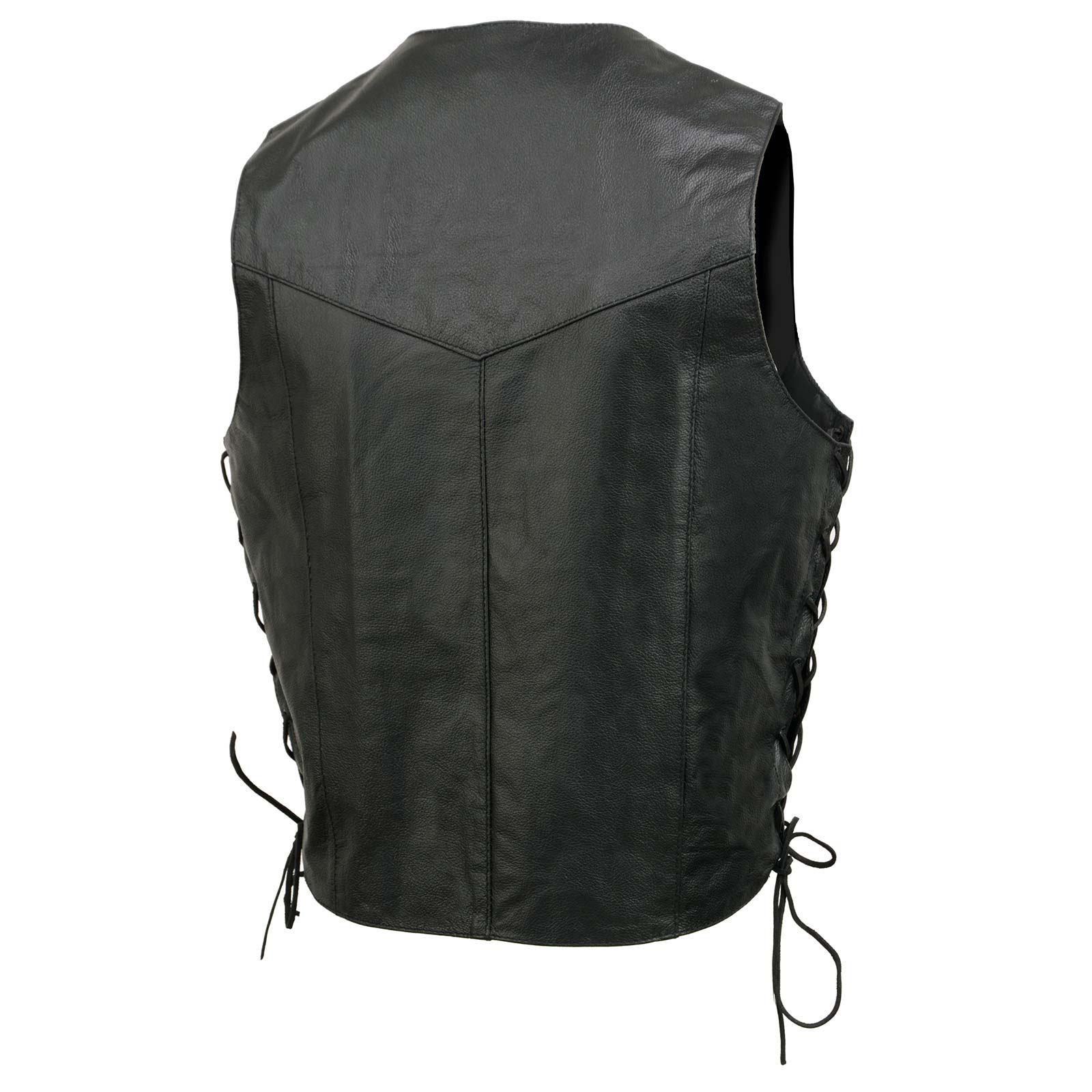 Event Leather EL1315 Men's Club Style Black Leather Motorcycle Riders Vest w/ Side Lace - Riding Club - Image 12