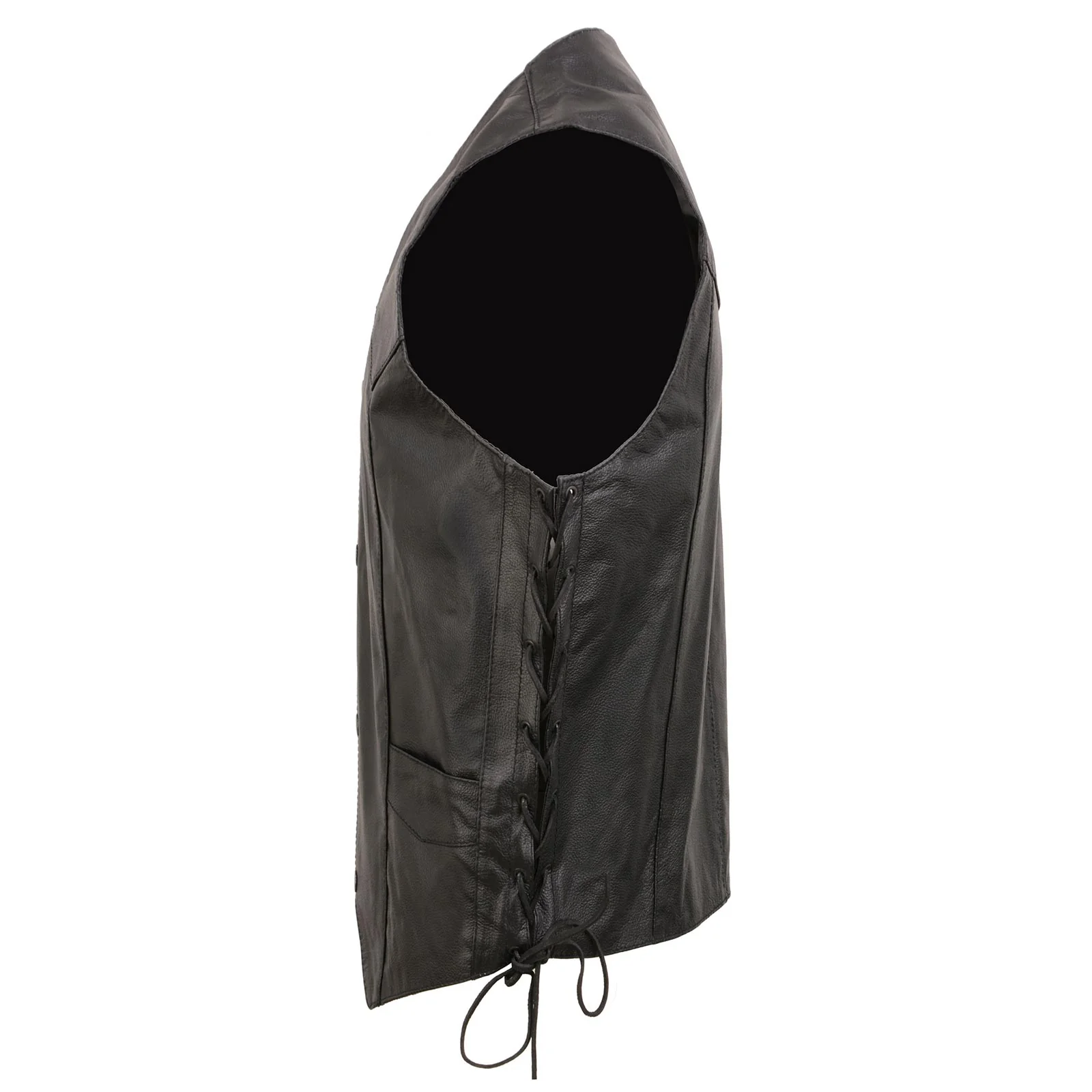 Event Leather EL1315 Men's Club Style Black Leather Motorcycle Riders Vest w/ Side Lace - Riding Club - Image 7