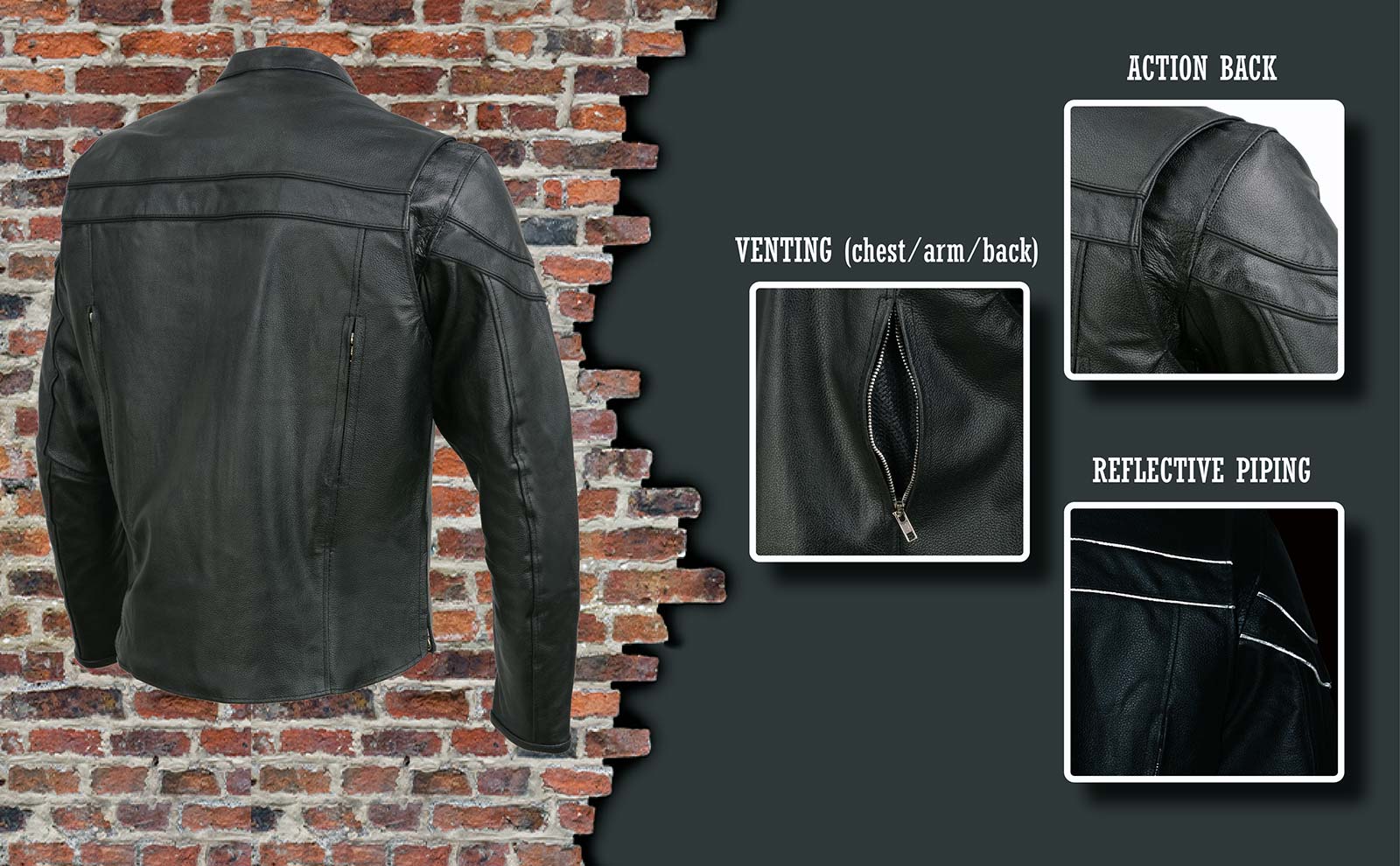 Event Leather EL1408 Men's Black Sporty Scooter Crossover Motorcycle Leather Jacket - Motorcycle Riding Jackets - Image 4